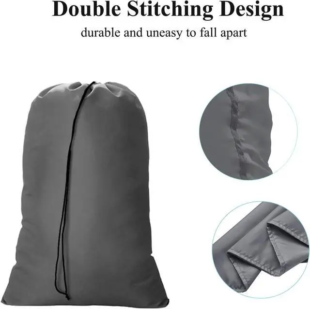 Alt view image 4 of 7 - OTraki 2 Pack Laundry Bag Extra Large 28x45 Inch Drawstrings Laundry Hamper Liner Storage Bag XL Dirty Clothes Organizer Heavy Duty Laundry Bag Don't Drying, Melting 140-176 (Grey)