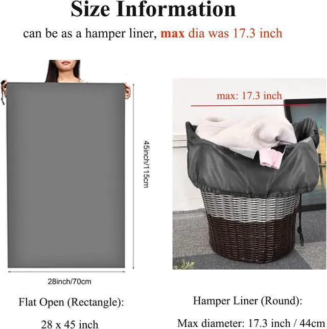 Alt view image 7 of 7 - OTraki 2 Pack Laundry Bag Extra Large 28x45 Inch Drawstrings Laundry Hamper Liner Storage Bag XL Dirty Clothes Organizer Heavy Duty Laundry Bag Don't Drying, Melting 140-176 (Grey)