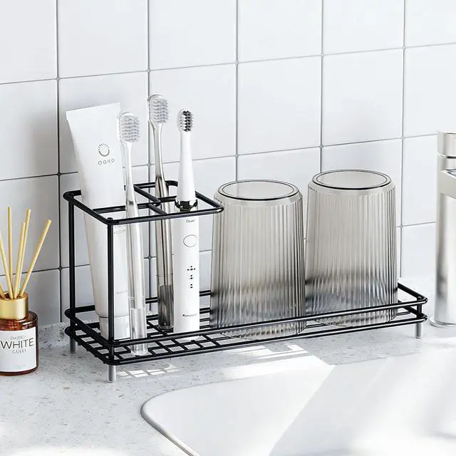 Main image of Toothbrush Holders Toothpaste Organizer Bathroom Accessories, Black
