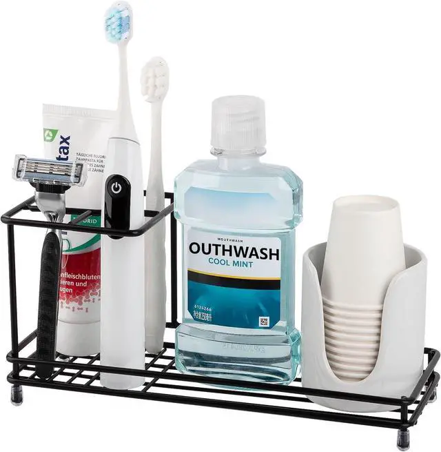 Alt view image 2 of 5 - Toothbrush Holders Toothpaste Organizer Bathroom Accessories, Black