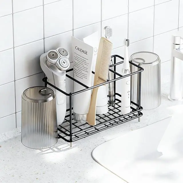 Main image of Toothbrush Holders Toothpaste Organizer Bathroom Accessories with Hooks