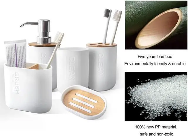 Alt view image 5 of 7 - Toothbrush Holders Bamboo Electric Toothbrush Holder Bathroom Storage Organizer Countertop for Toothpaste, Floss, Razor, White