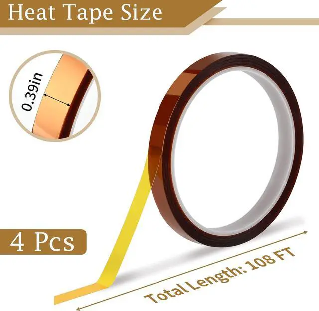 Alt view image 2 of 7 - PEASUG 4 Rolls Heat Tape 10mm x 33m High Temp Resistant for Sublimation