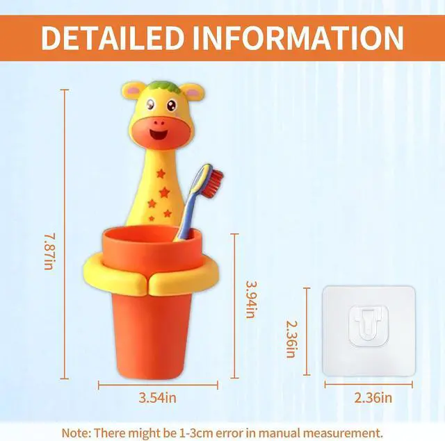 Alt view image 2 of 7 - SooGree Kids Toothbrushes Holder Animal Tooth Cup Holder Wall Mounted Sucker Toothpaste Storage Set Cute Household Toothpaste Rack Mouthwash Cup Rack for Children,No Punching Shelf Bracket with Cup