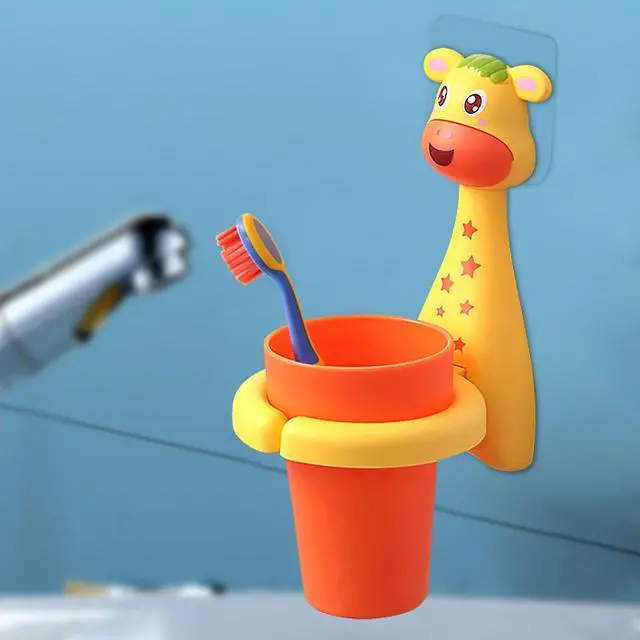 Main image of SooGree Kids Toothbrushes Holder Animal Tooth Cup Holder Wall Mounted Sucker Toothpaste Storage Set Cute Household Toothpaste Rack Mouthwash Cup Rack for Children,No Punching Shelf Bracket with Cup