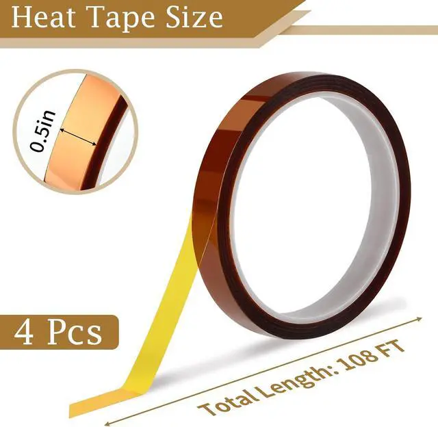 Alt view image 2 of 7 - PEASUG 4 Rolls Heat Tape 13mm x 33m High Temp Resistant for Sublimation