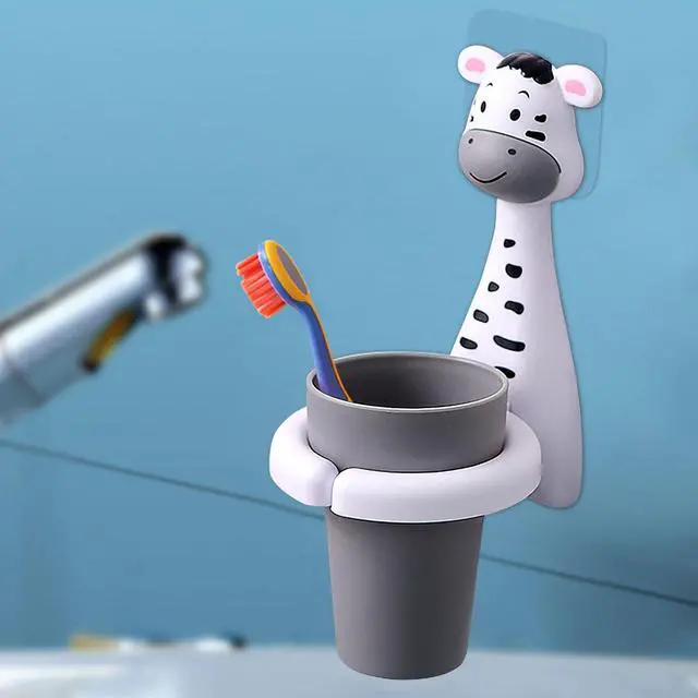 Main image of SooGree Kids Toothbrushes Holder Animal Tooth Cup Holder Wall Mounted Sucker Toothpaste Storage Set Cute Household Toothpaste Rack Mouthwash Cup Rack for Children,No Punching Shelf Bracket with Cup