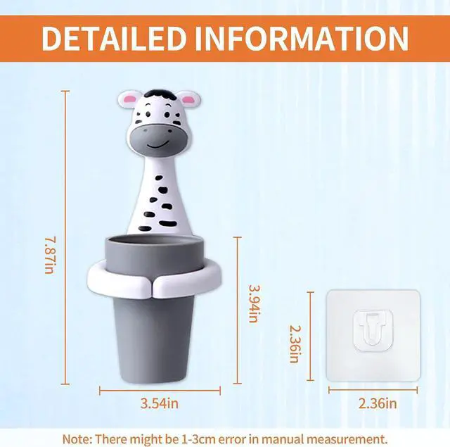 Alt view image 2 of 7 - SooGree Kids Toothbrushes Holder Animal Tooth Cup Holder Wall Mounted Sucker Toothpaste Storage Set Cute Household Toothpaste Rack Mouthwash Cup Rack for Children,No Punching Shelf Bracket with Cup