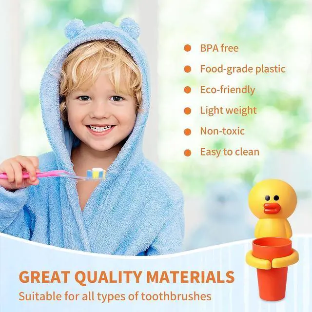 Alt view image 3 of 7 - SooGree Kids Toothbrushes Holder Animal Tooth Cup Holder Wall Mounted Sucker Toothpaste Storage Set Cute Household Toothpaste Rack Mouthwash Cup Rack for Children,No Punching Shelf Bracket with Cup