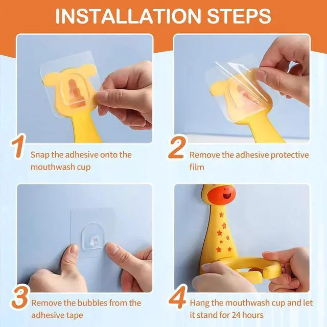 Alt view image 7 of 7 - SooGree Kids Toothbrushes Holder Animal Tooth Cup Holder Wall Mounted Sucker Toothpaste Storage Set Cute Household Toothpaste Rack Mouthwash Cup Rack for Children,No Punching Shelf Bracket with Cup