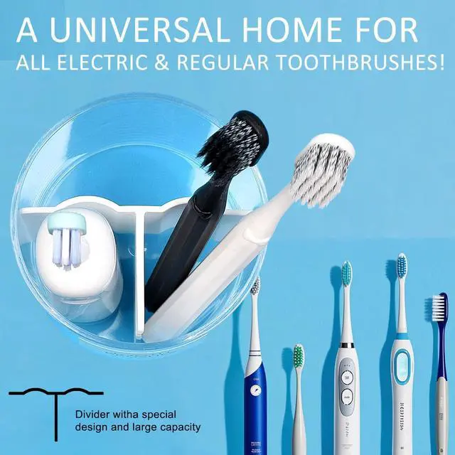 Alt view image 5 of 7 - Acrylic Toothbrush Holder with White Divider for Bathroom Decor, Thick Clear Plastic Electronic Toothbrush and Toothpaste Organizer Stand for Bathroom Vanity, Bathroom Essentials Accessories