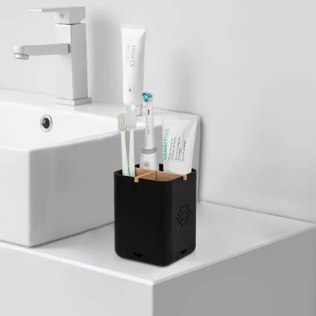 Alt view image 2 of 7 - Toothbrush Holders for Bathrooms, Electric Toothbrush Holder, Black