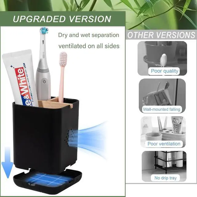 Alt view image 4 of 7 - Toothbrush Holders for Bathrooms, Electric Toothbrush Holder, Black