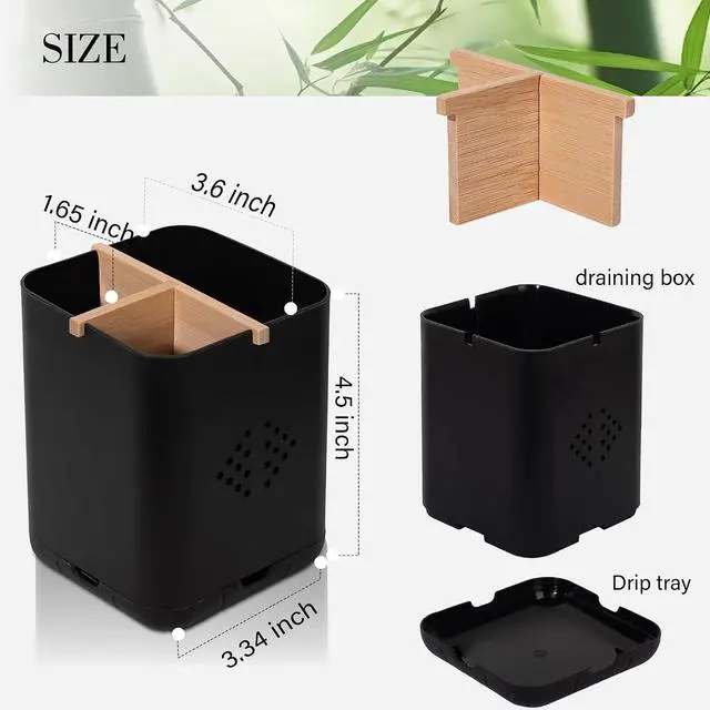 Alt view image 6 of 7 - Toothbrush Holders for Bathrooms, Electric Toothbrush Holder, Black