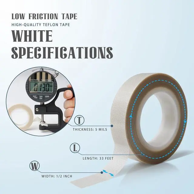 Alt view image 2 of 7 - MEBMIK 2 Rolls 1/2 Inch x 33 Feet Low Friction Drawer Slide Tape - Squeak Resistant, Abrasion Resistant Surface Protection Tape for Wood, Cabinet, Curtain, Furniture, White