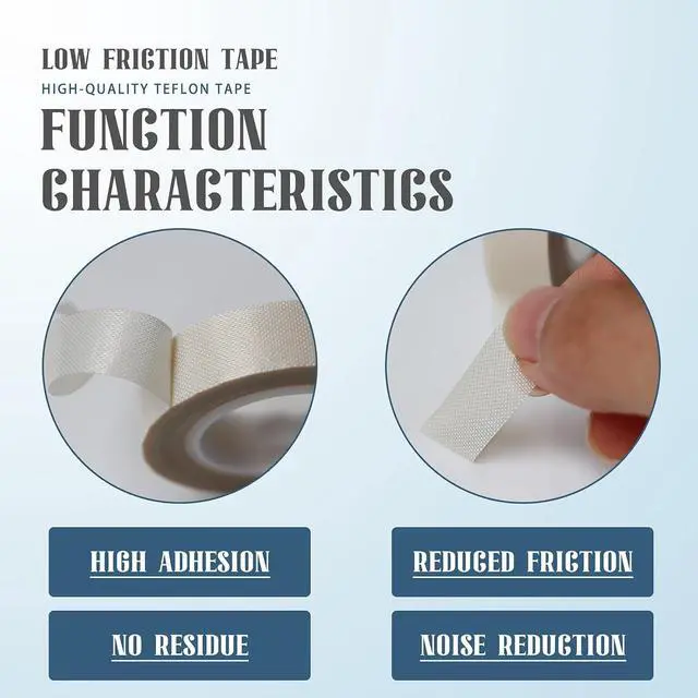 Alt view image 4 of 7 - MEBMIK 2 Rolls 1/2 Inch x 33 Feet Low Friction Drawer Slide Tape - Squeak Resistant, Abrasion Resistant Surface Protection Tape for Wood, Cabinet, Curtain, Furniture, White