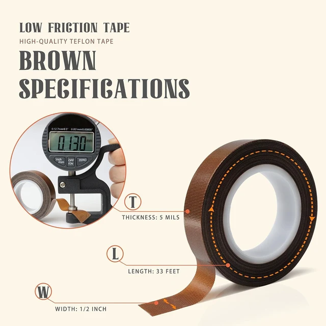 Alt view image 2 of 7 - MEBMIK 2 Rolls 1/2 Inch x 33 Feet Low Friction Drawer Slide Tape - Squeak Resistant, Abrasion Resistant Surface Protection Tape for Wood, Cabinet, Curtain, Furniture,Brown