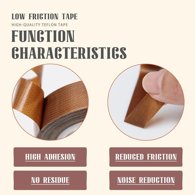 Alt view image 4 of 7 - MEBMIK 2 Rolls 1/2 Inch x 33 Feet Low Friction Drawer Slide Tape - Squeak Resistant, Abrasion Resistant Surface Protection Tape for Wood, Cabinet, Curtain, Furniture,Brown