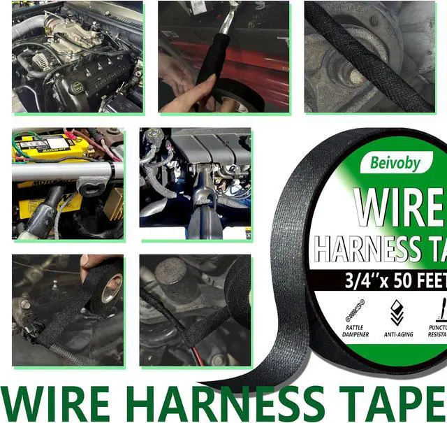 Alt view image 3 of 7 - 5 Rolls High Temp Wire Harness Tape (250FT Total) OEM-Grade Automotive Cloth Fabric Tape for Engine Wiring Loom, Electrical Cable Protection & Noise Damping - 3/4 in x 50 ft
