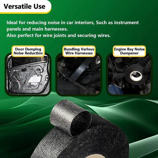 Alt view image 6 of 7 - 5 Rolls High Temp Wire Harness Tape (250FT Total) OEM-Grade Automotive Cloth Fabric Tape for Engine Wiring Loom, Electrical Cable Protection & Noise Damping - 3/4 in x 50 ft