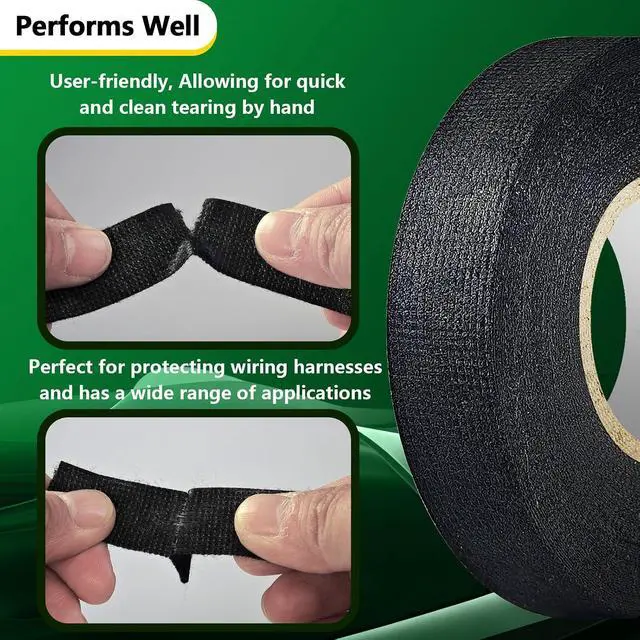 Alt view image 5 of 7 - 5 Rolls High Temp Wire Harness Tape (250FT Total) OEM-Grade Automotive Cloth Fabric Tape for Engine Wiring Loom, Electrical Cable Protection & Noise Damping - 3/4 in x 50 ft