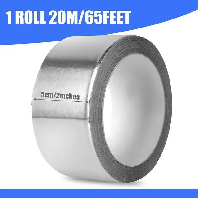 Alt view image 2 of 7 - Romeda Aluminum Foil Tape, 2 inch x 65 Feet Foil Tape (3.9 mil), Silver Insulation Adhesive Metal Tape, High Temperature Heavy Duty HVAC Tapes for Ductwork, Dryer Vent, HVAC