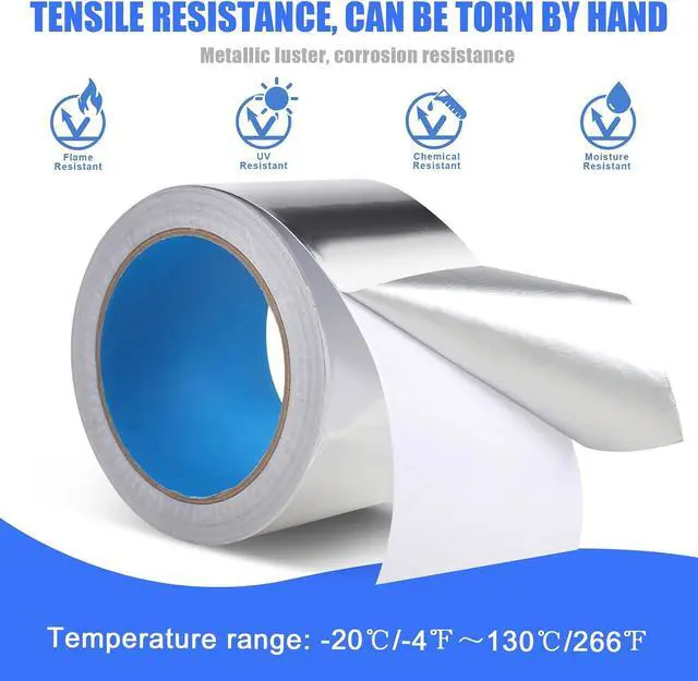 Alt view image 6 of 7 - Romeda Aluminum Foil Tape, 3 inch x 65 Feet (3.9 mil), Insulation Adhesive Metal High Temperature Heavy Duty HVAC Tape, Silver for Ductwork, Dryer Vent, HVAC