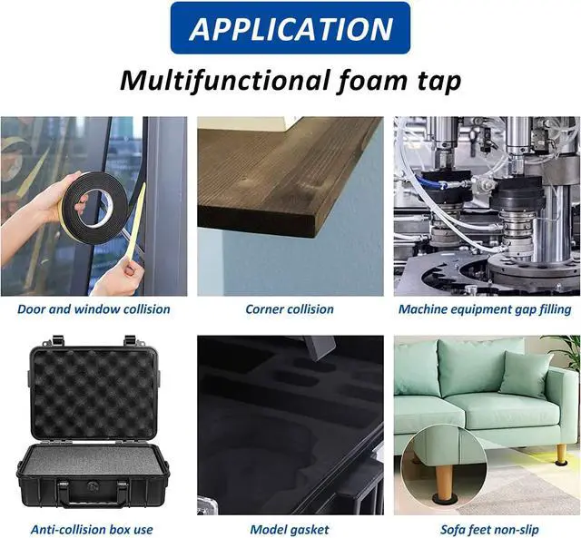 Alt view image 5 of 6 - Car Speaker Sealing Tape - Foam Grip Tape,Soundproofing Waterproofing Insulation Foam Gasket Tape,3mm Thick-10mm Width-16.5Ft