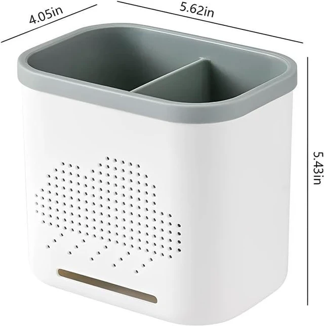 Alt view image 2 of 6 - 2 Slots Toothbrush Holder and Toothpaste Holder with Drain Hole, Detachable Easy Cleaning Multi-Functional Organizer Caddy Storage for Bathroom Vanity Sink Kitchen (White+Green 2 compartments)
