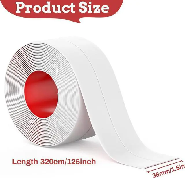 Alt view image 2 of 7 - Fixmend Caulk Tape Waterproof, 1 Roll Bathroom Peel & Stick Caulking Strip
