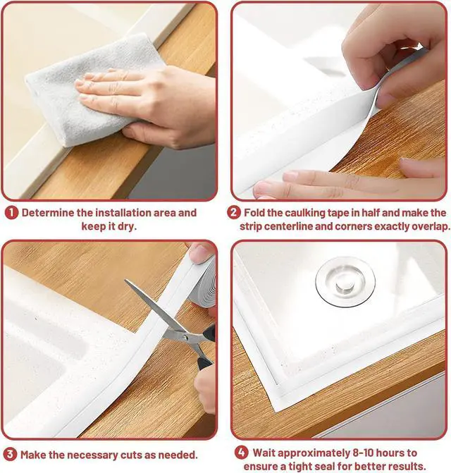 Alt view image 6 of 7 - Fixmend Caulk Tape Waterproof, 1 Roll Bathroom Peel & Stick Caulking Strip
