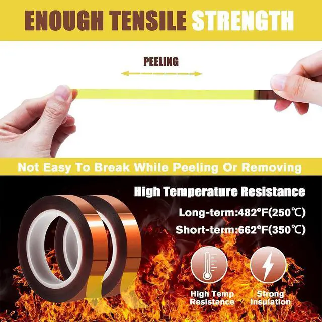 Alt view image 5 of 7 - MEBMIK 2 Rolls 10mm x16m(52FT) Heat Tape High Temperature Heat Resistant Tape Heat Transfer Tape for Heat Sublimation Press Vinyl,No Residue