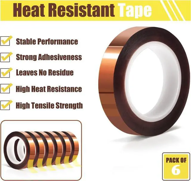 Alt view image 3 of 7 - MEBMIK 6 Rolls 10mm x16m(52FT) Heat Tape High Temperature Heat Resistant Tape Heat Transfer Tape for Heat Sublimation Press Vinyl,No Residue