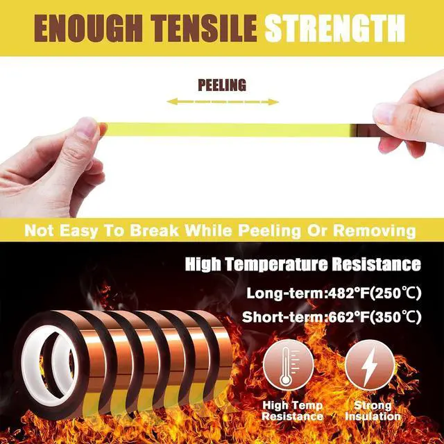 Alt view image 5 of 7 - MEBMIK 6 Rolls 10mm x16m(52FT) Heat Tape High Temperature Heat Resistant Tape Heat Transfer Tape for Heat Sublimation Press Vinyl,No Residue