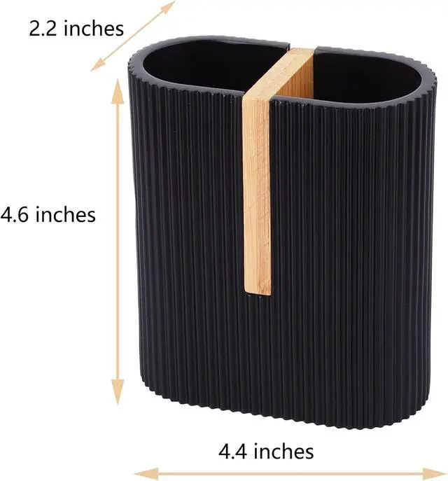 Alt view image 6 of 7 - Toothbrush Holders for Bathroom, Bamboo Electric Toothbrush Stand, Black