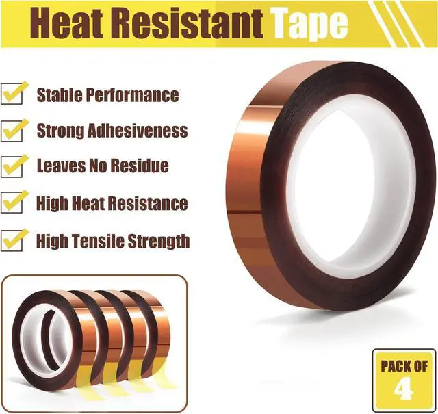 Alt view image 3 of 7 - MEBMIK 4 Rolls 10mm x16m(52FT) Heat Tape High Temperature Heat Resistant Tape Heat Transfer Tape for Heat Sublimation Press Vinyl,No Residue