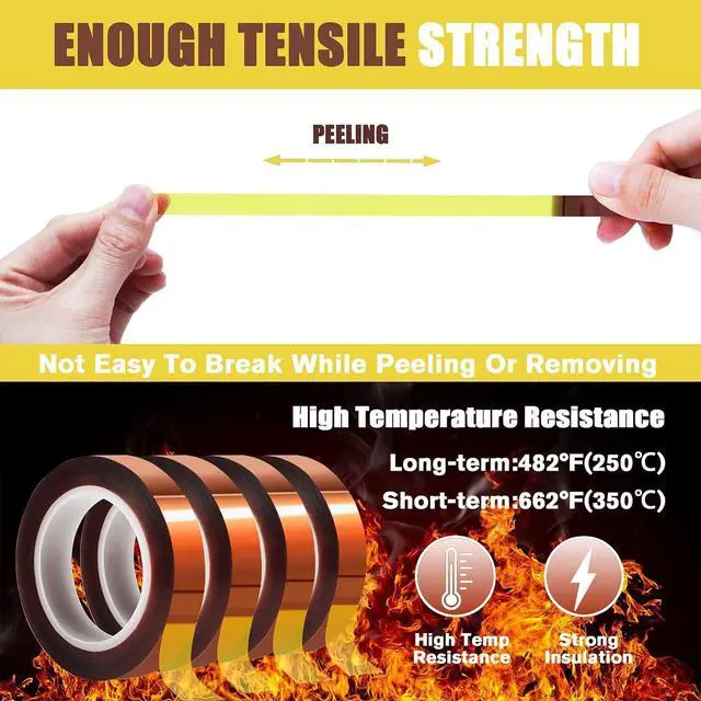 Alt view image 5 of 7 - MEBMIK 4 Rolls 10mm x16m(52FT) Heat Tape High Temperature Heat Resistant Tape Heat Transfer Tape for Heat Sublimation Press Vinyl,No Residue