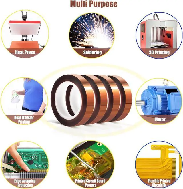 Alt view image 7 of 7 - MEBMIK 4 Rolls 10mm x16m(52FT) Heat Tape High Temperature Heat Resistant Tape Heat Transfer Tape for Heat Sublimation Press Vinyl,No Residue