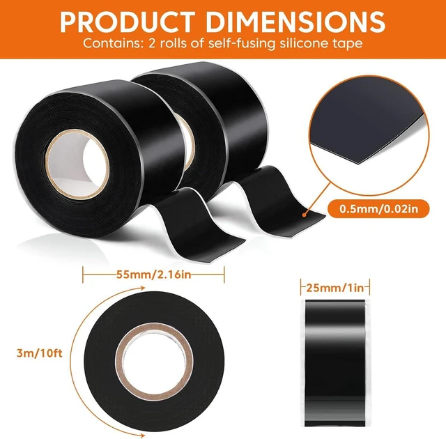 Alt view image 2 of 7 - Self Fusing Silicone Tape for Plumbing Hose Repair, Waterproof Tape 10 Feet