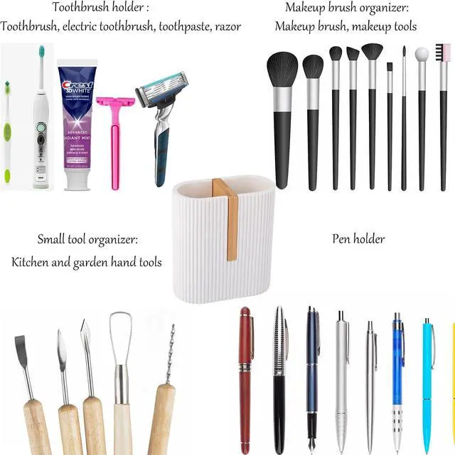 Alt view image 5 of 6 - Toothbrush Holders for Bathroom, Bamboo Electric Toothbrush Stand, White