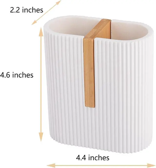 Alt view image 6 of 6 - Toothbrush Holders for Bathroom, Bamboo Electric Toothbrush Stand, White