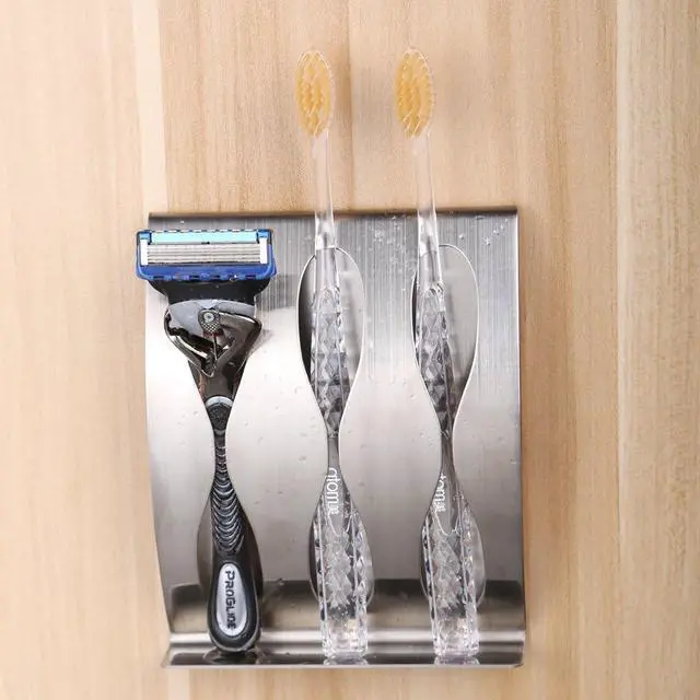 Alt view image 6 of 6 - Toothbrush Holder Shelf Wall Mount,Ulifestar Bathroom Cabinet Organizer Accessories,3M Self Adhesive Toothpaste Shaving Razor Stand,Tooth Brush Holder Dispenser,Stainless Steel