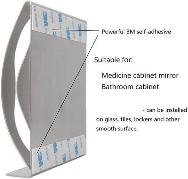 Alt view image 4 of 6 - Toothbrush Holder Shelf Wall Mount,Ulifestar Bathroom Cabinet Organizer Accessories,3M Self Adhesive Toothpaste Shaving Razor Stand,Tooth Brush Holder Dispenser,Stainless Steel