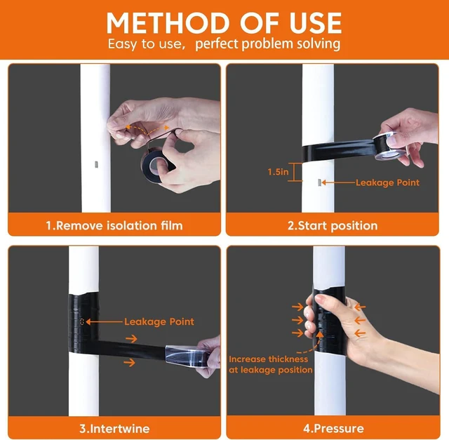 Alt view image 4 of 7 - Self Fusing Silicone Tape for Plumbing Hose Repair, Waterproof Tape 10 Feet