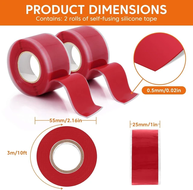 Alt view image 2 of 7 - Self Fusing Silicone Tape for Plumbing Hose Repair, Waterproof Tape 10 Feet