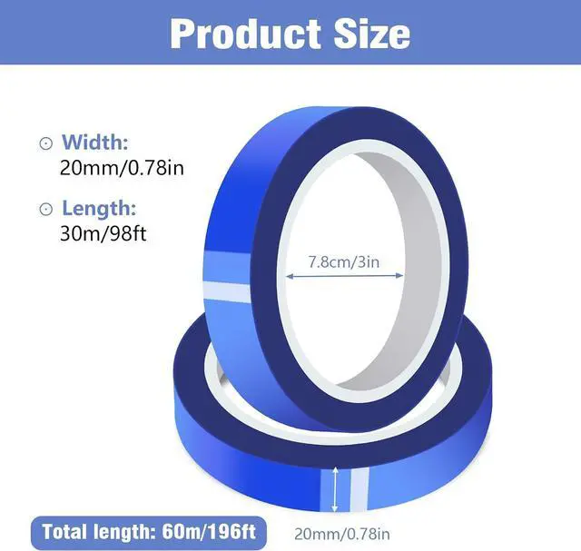 Alt view image 2 of 7 - 2 Rolls 20mm × 30m (98ft) Blue Sublimation Heat Transfer Tape for Press