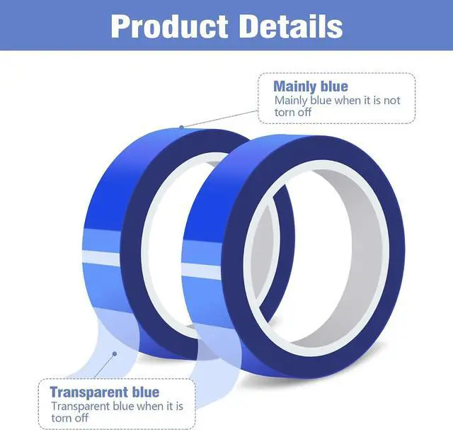 Alt view image 3 of 7 - 2 Rolls 20mm × 30m (98ft) Blue Sublimation Heat Transfer Tape for Press