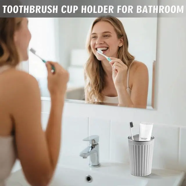 Alt view image 6 of 7 - Toothbrush Cup Holder for Bathroom,Reusable Stainless Steel Bathroom Cup