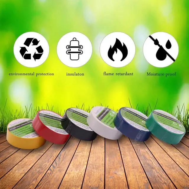 Alt view image 2 of 7 - Electrical Tape Colors 6 Pack 0.7-Inch by 30 Feet, Voltage Level 600V Dustproof, Adhesive for General Home Vehicle Auto Car Power Circuit Wiring Multicolor