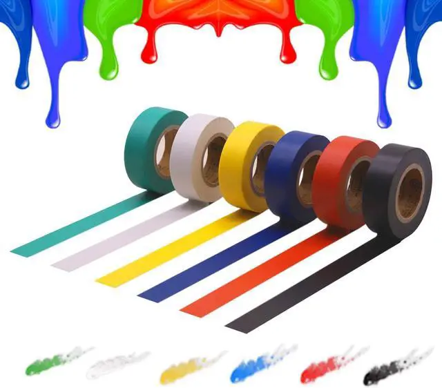Alt view image 3 of 7 - Electrical Tape Colors 6 Pack 0.7-Inch by 30 Feet, Voltage Level 600V Dustproof, Adhesive for General Home Vehicle Auto Car Power Circuit Wiring Multicolor